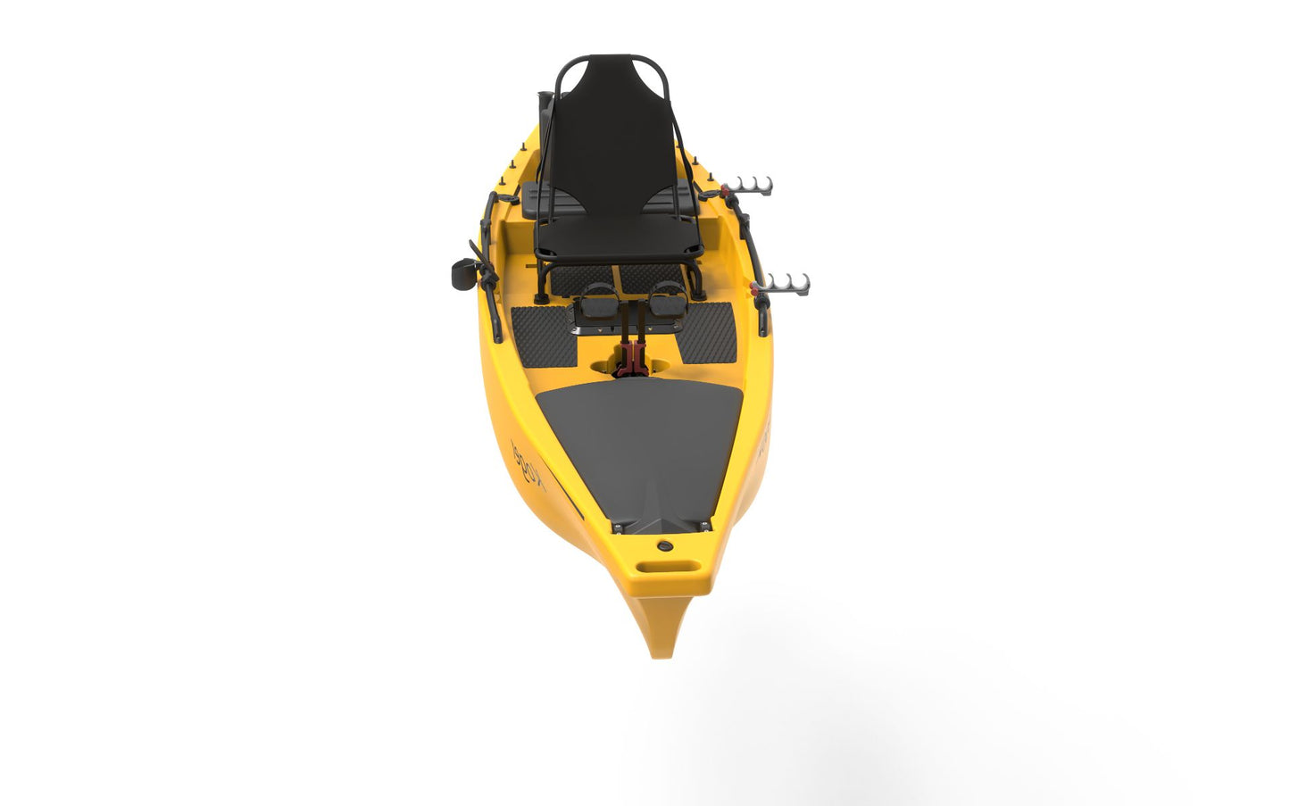  Koger 14 Foot Peddle Fishing Kayak with Live Well, 360 Degree Seat, and Accessories. Bow View