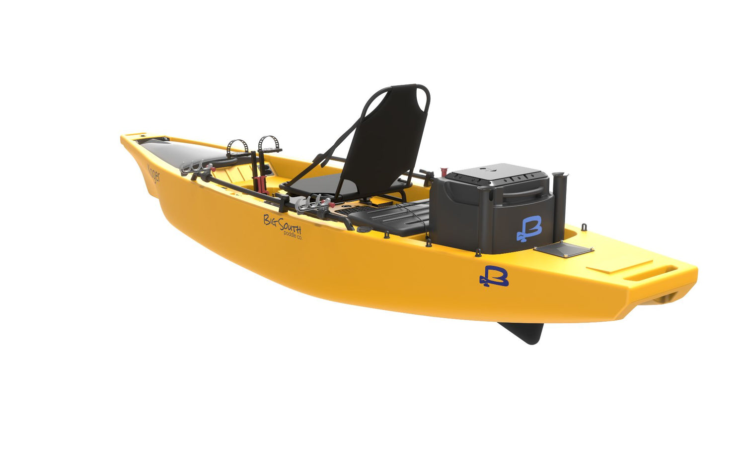 Koger 14 Foot Peddle Fishing Kayak with Live Well, 360 Degree Seat, and Accessories. Stern left View